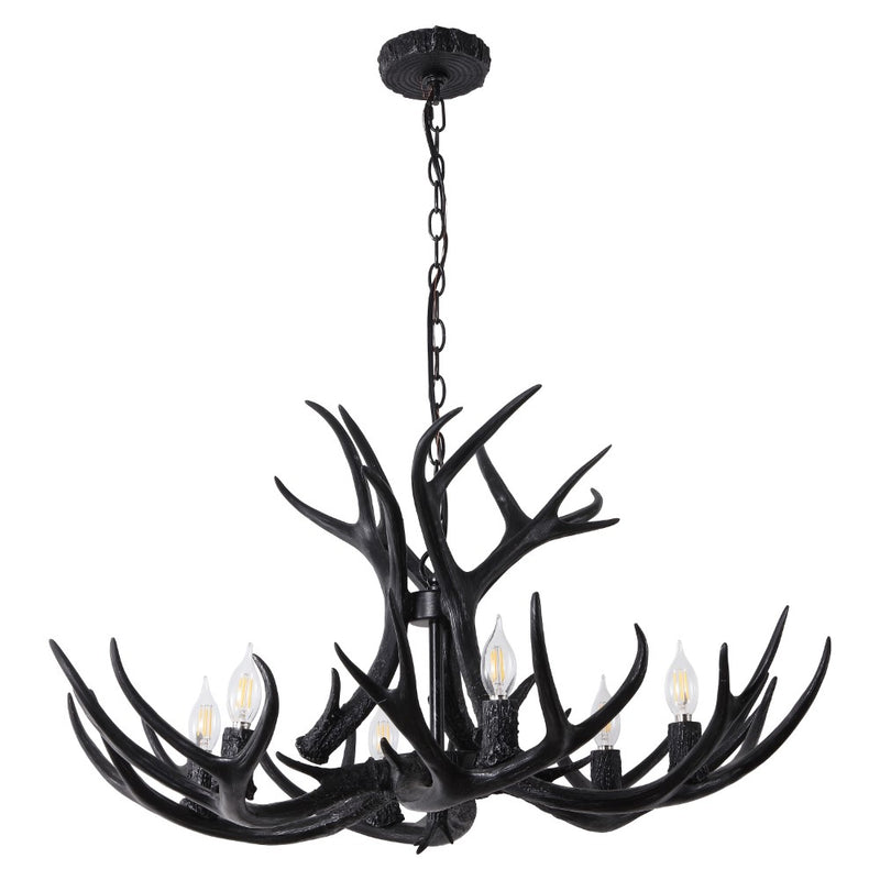 Eldora Rustic Farmhouse Adjustable Resin Antler LED Chandelier