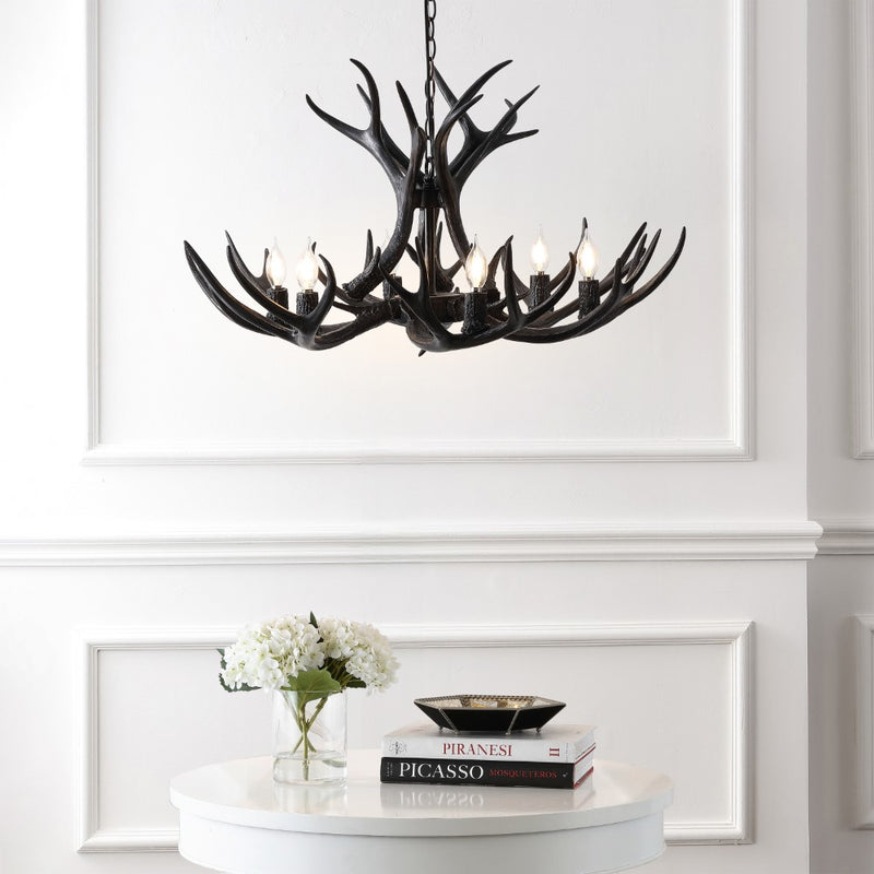 Eldora Rustic Farmhouse Adjustable Resin Antler LED Chandelier