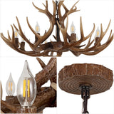 Eldora Rustic Resin Antler Chandelier with Adjustable LED Lighting