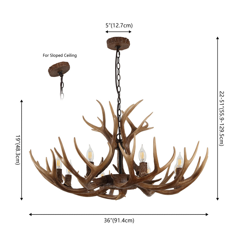 Eldora Rustic Resin Antler Chandelier with Adjustable LED Lighting