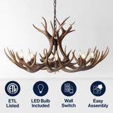 Eldora Rustic Resin Antler Chandelier with Adjustable LED Lighting