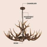 Eldora Rustic Resin Antler Chandelier with Adjustable LED Lighting
