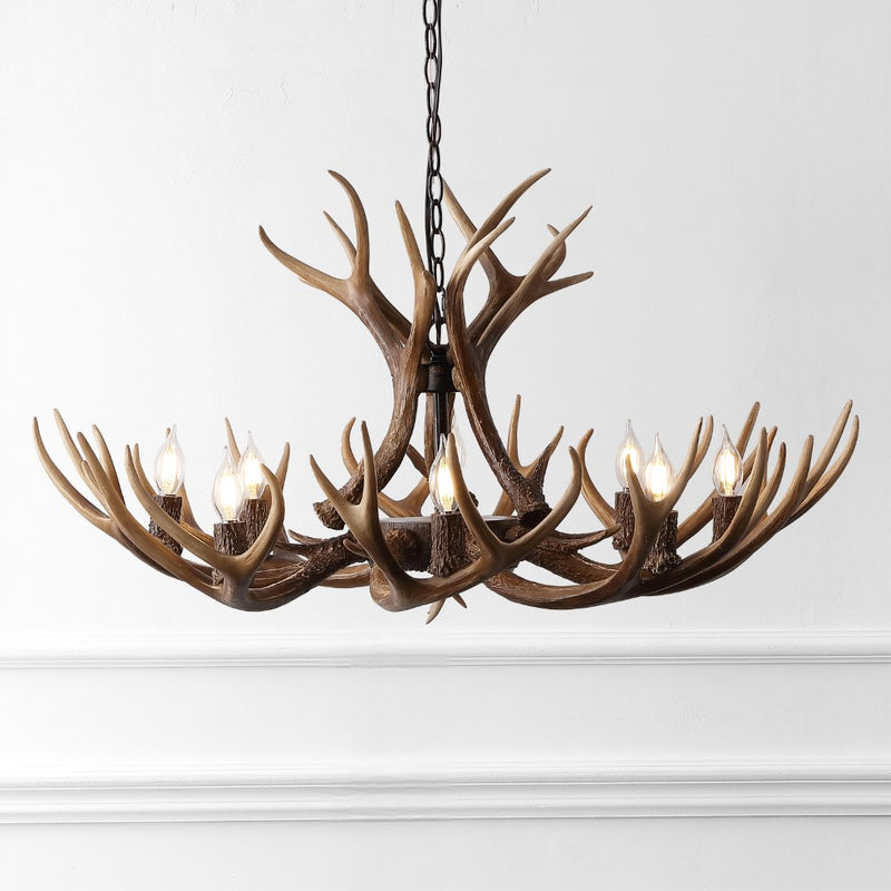 Eldora Rustic Resin Antler Chandelier with Adjustable LED Lighting