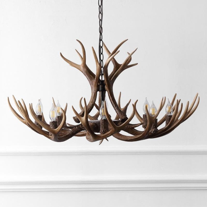Eldora Rustic Resin Antler Chandelier with Adjustable LED Lighting