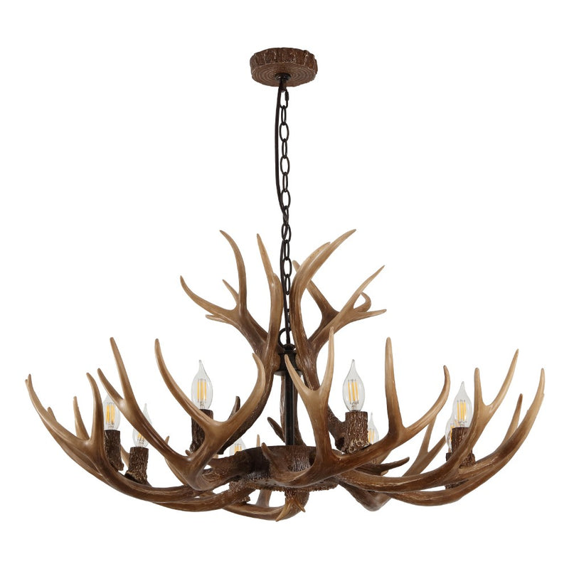 Eldora Rustic Resin Antler Chandelier with Adjustable LED Lighting