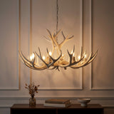 Eldora Rustic Farmhouse Adjustable Resin Antler LED Chandelier Beige / 8 Sockets – AI-ON