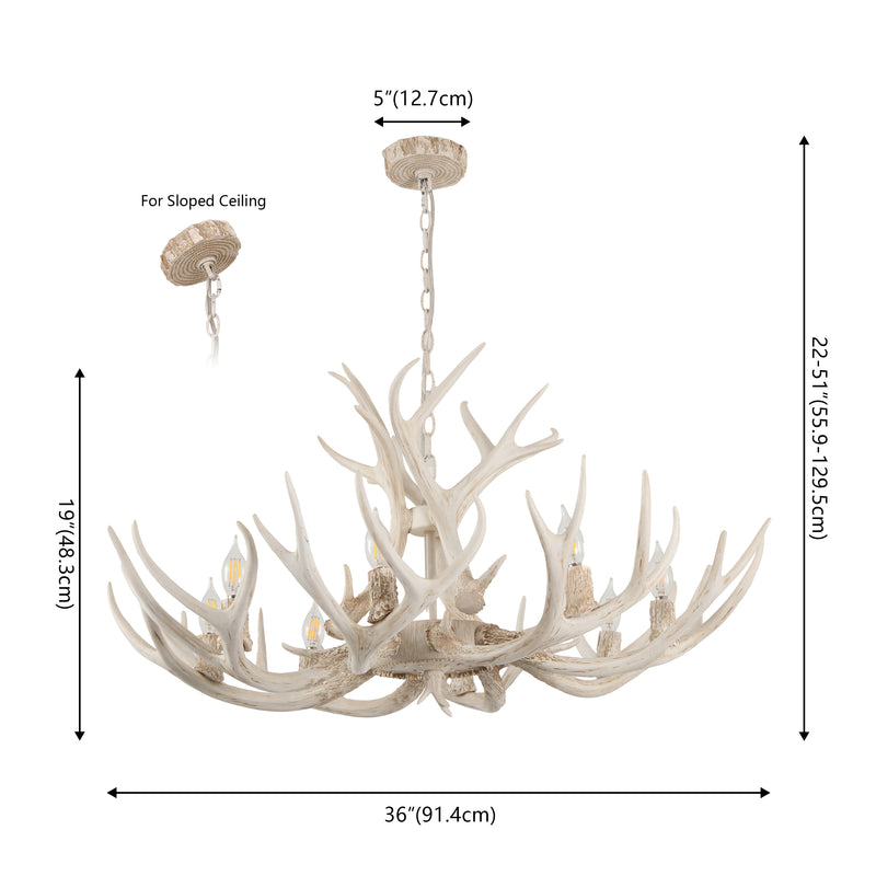 Eldora Rustic Farmhouse Adjustable Resin Antler LED Chandelier