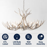 Eldora Rustic Farmhouse Adjustable Resin Antler LED Chandelier