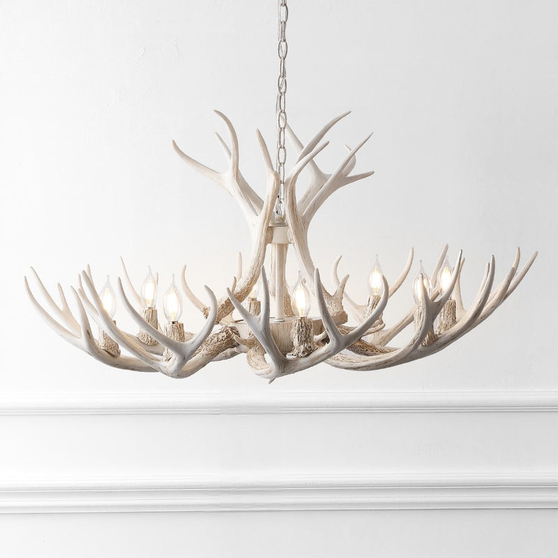 Eldora Rustic Farmhouse Adjustable Resin Antler LED Chandelier