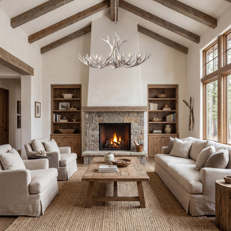 Eldora Rustic Farmhouse Adjustable Resin Antler LED Chandelier