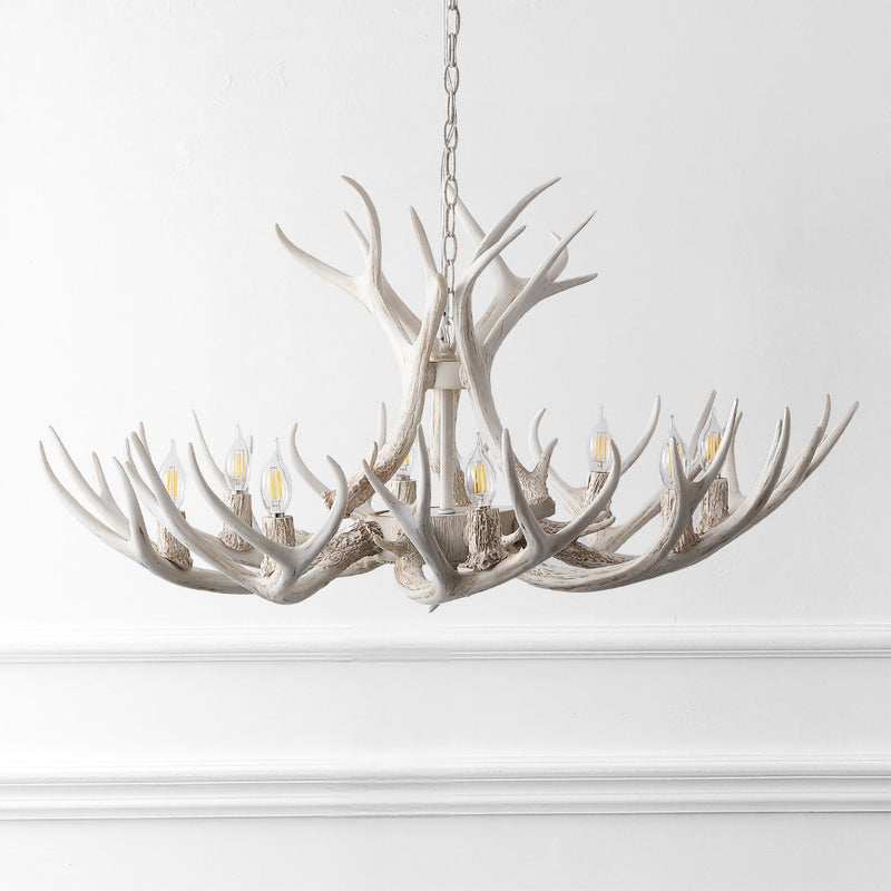 Eldora Rustic Farmhouse Adjustable Resin Antler LED Chandelier