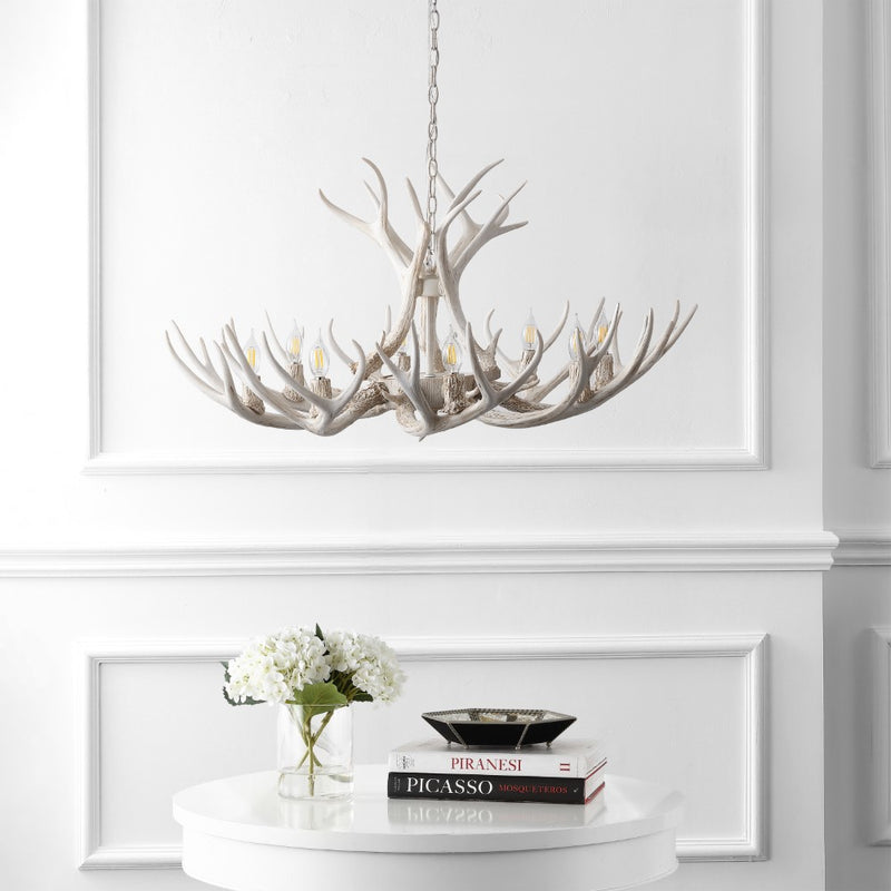 Eldora Rustic Farmhouse Adjustable Resin Antler LED Chandelier