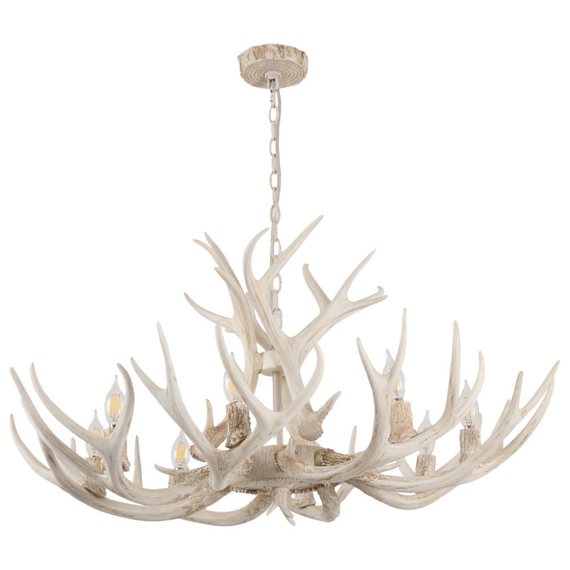 Eldora Rustic Farmhouse Adjustable Resin Antler LED Chandelier