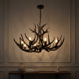 Eldora Rustic Farmhouse Adjustable Resin Antler LED Chandelier Black / 8 Sockets – AI-ON