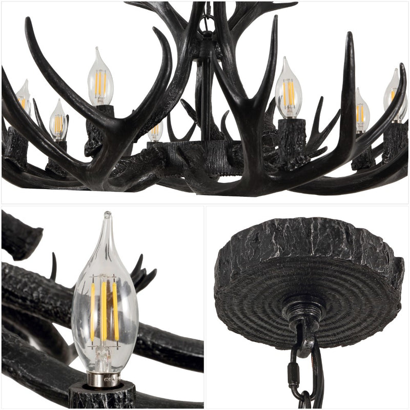 Eldora Rustic Farmhouse Adjustable Resin Antler LED Chandelier