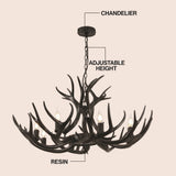 Eldora Rustic Farmhouse Adjustable Resin Antler LED Chandelier