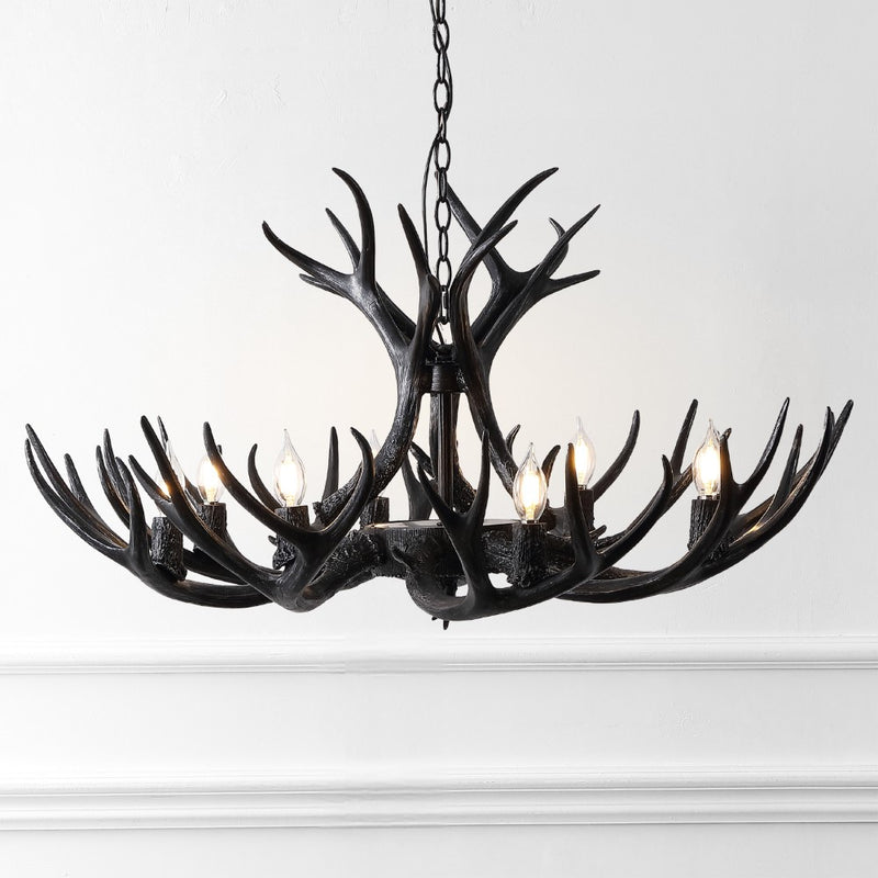 Eldora Rustic Farmhouse Adjustable Resin Antler LED Chandelier