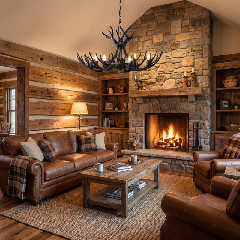 Eldora Rustic Farmhouse Adjustable Resin Antler LED Chandelier