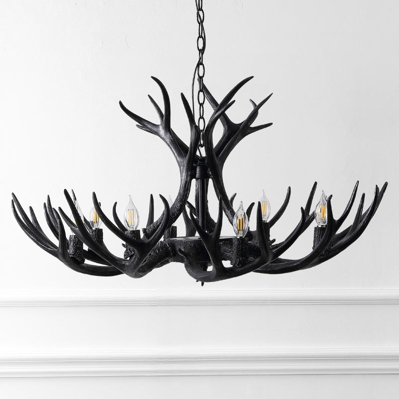 Eldora Rustic Farmhouse Adjustable Resin Antler LED Chandelier