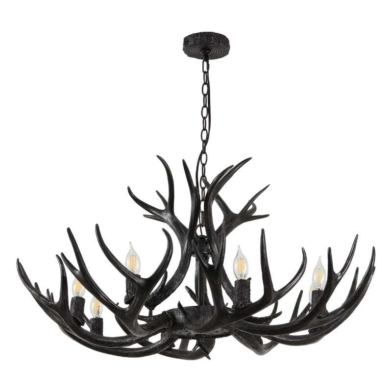 Eldora Rustic Farmhouse Adjustable Resin Antler LED Chandelier