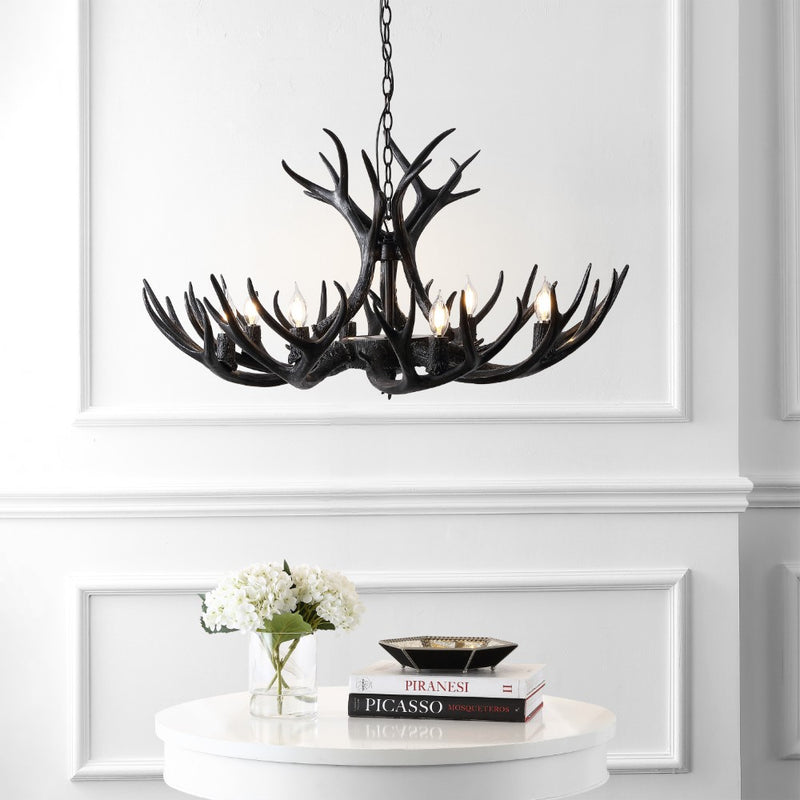 Eldora Rustic Farmhouse Adjustable Resin Antler LED Chandelier