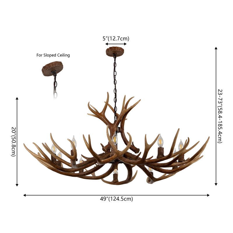 Eldora Rustic Resin Antler Chandelier with Adjustable LED Lighting