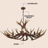 Eldora Rustic Resin Antler Chandelier with Adjustable LED Lighting