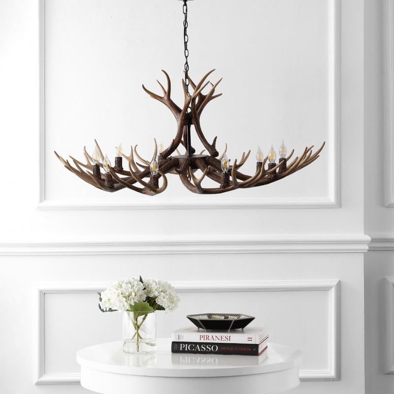 Eldora Rustic Resin Antler Chandelier with Adjustable LED Lighting