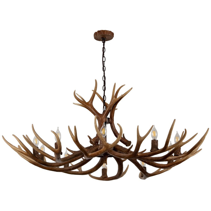 Eldora Rustic Resin Antler Chandelier with Adjustable LED Lighting