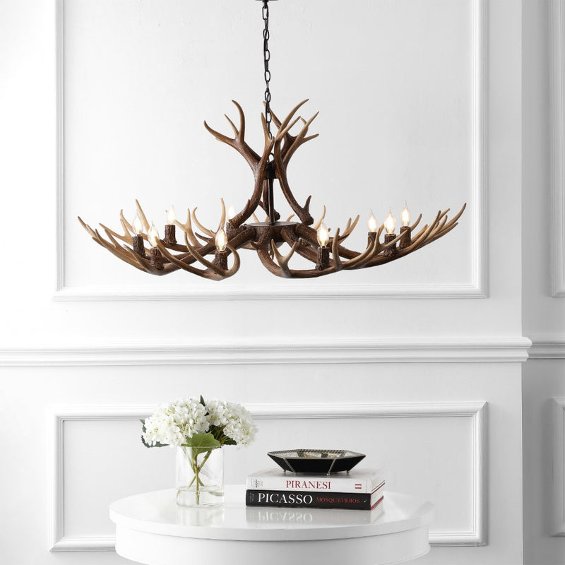 Eldora Rustic Resin Antler Chandelier with Adjustable LED Lighting