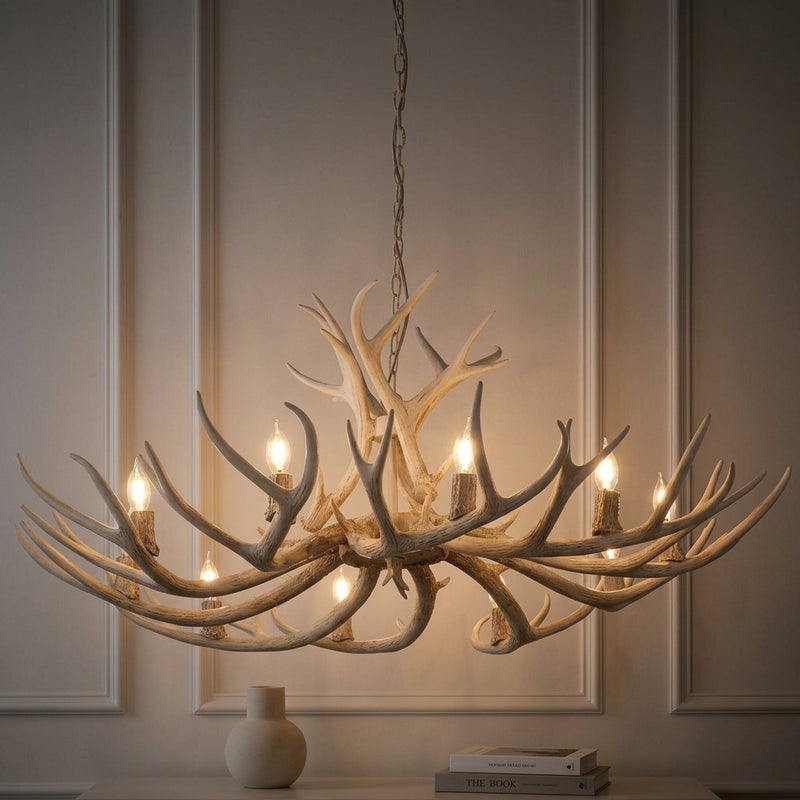 Eldora Rustic Farmhouse Adjustable Resin Antler LED Chandelier Beige / 10 Sockets – AI-ON