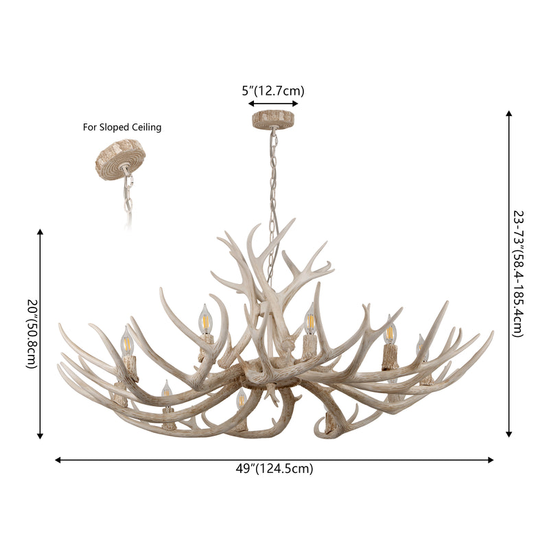Eldora Rustic Farmhouse Adjustable Resin Antler LED Chandelier