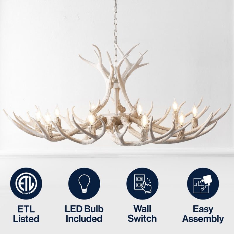 Eldora Rustic Farmhouse Adjustable Resin Antler LED Chandelier