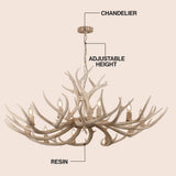Eldora Rustic Farmhouse Adjustable Resin Antler LED Chandelier