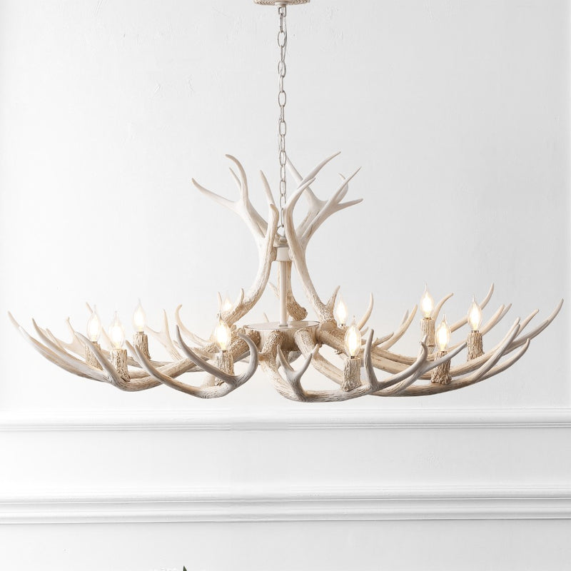 Eldora Rustic Farmhouse Adjustable Resin Antler LED Chandelier