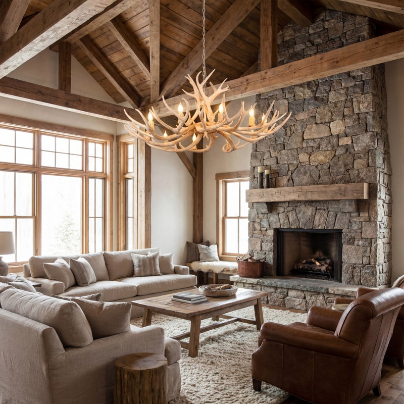 Eldora Rustic Farmhouse Adjustable Resin Antler LED Chandelier