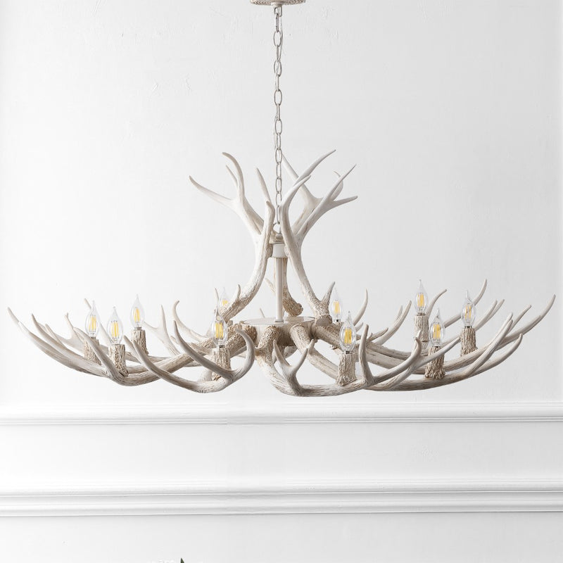 Eldora Rustic Farmhouse Adjustable Resin Antler LED Chandelier
