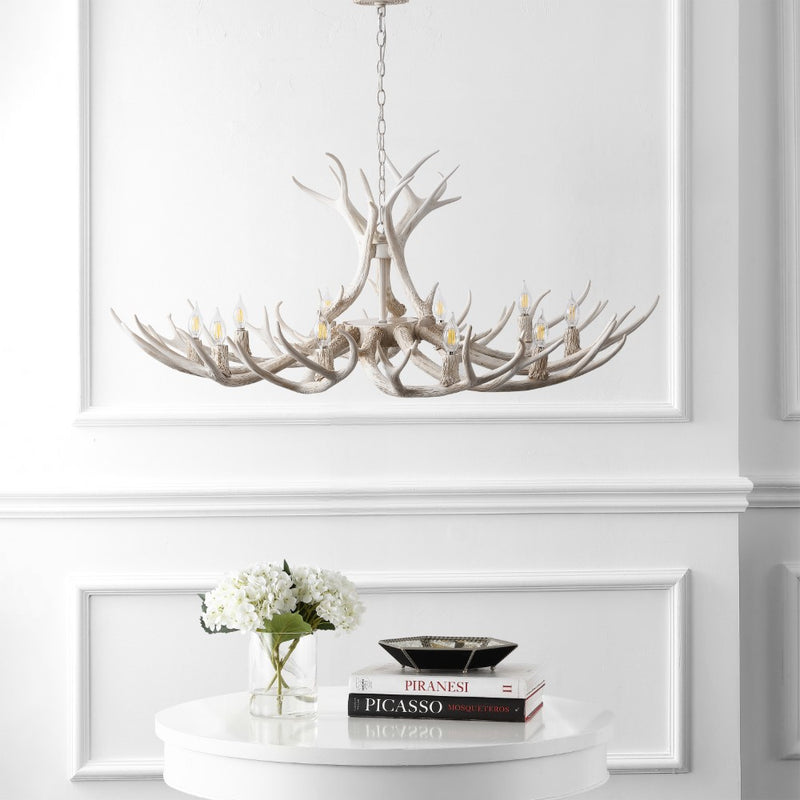 Eldora Rustic Farmhouse Adjustable Resin Antler LED Chandelier