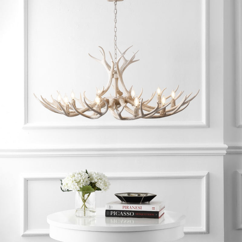 Eldora Rustic Farmhouse Adjustable Resin Antler LED Chandelier