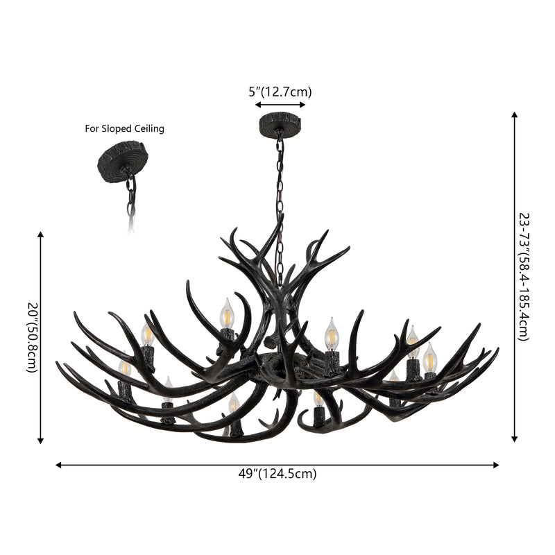 Eldora Rustic Farmhouse Adjustable Resin Antler LED Chandelier