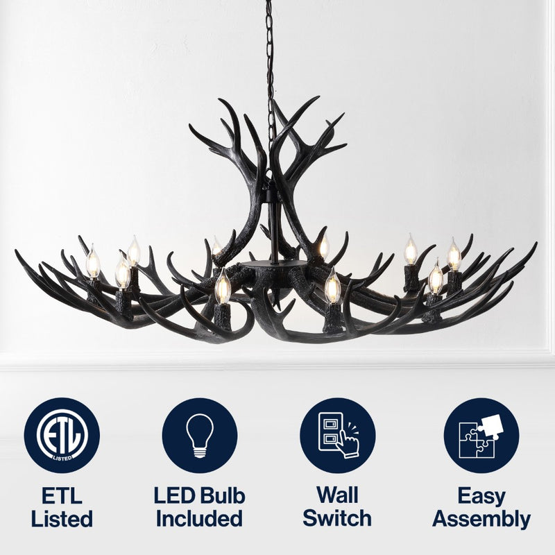 Eldora Rustic Farmhouse Adjustable Resin Antler LED Chandelier
