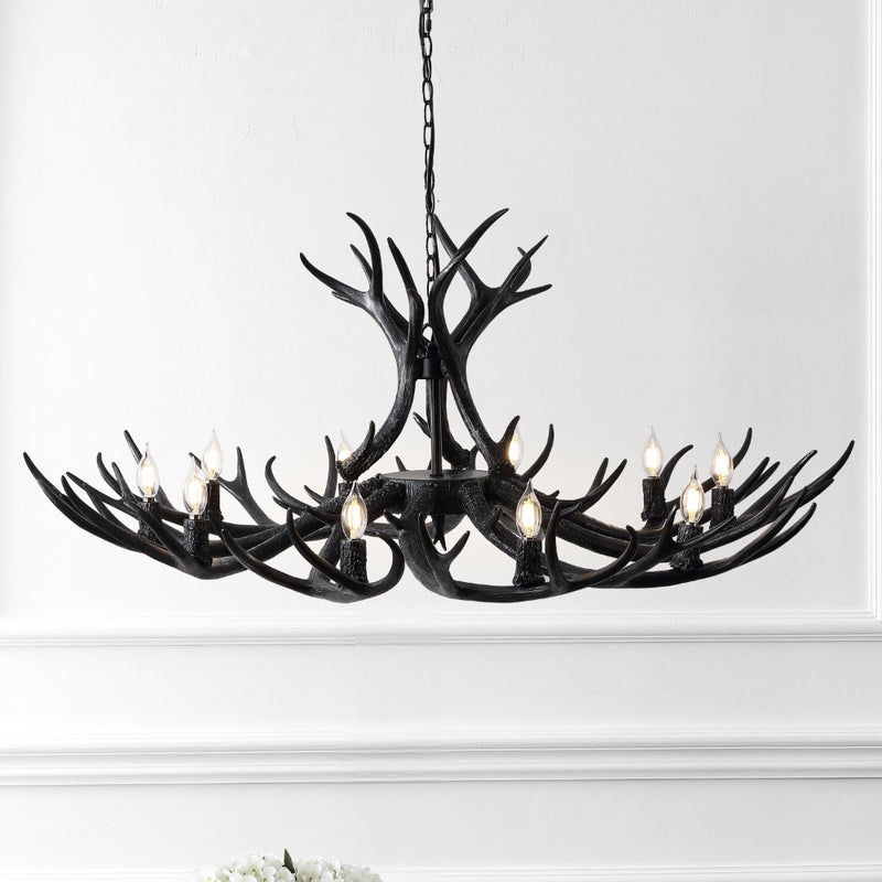 Eldora Rustic Farmhouse Adjustable Resin Antler LED Chandelier