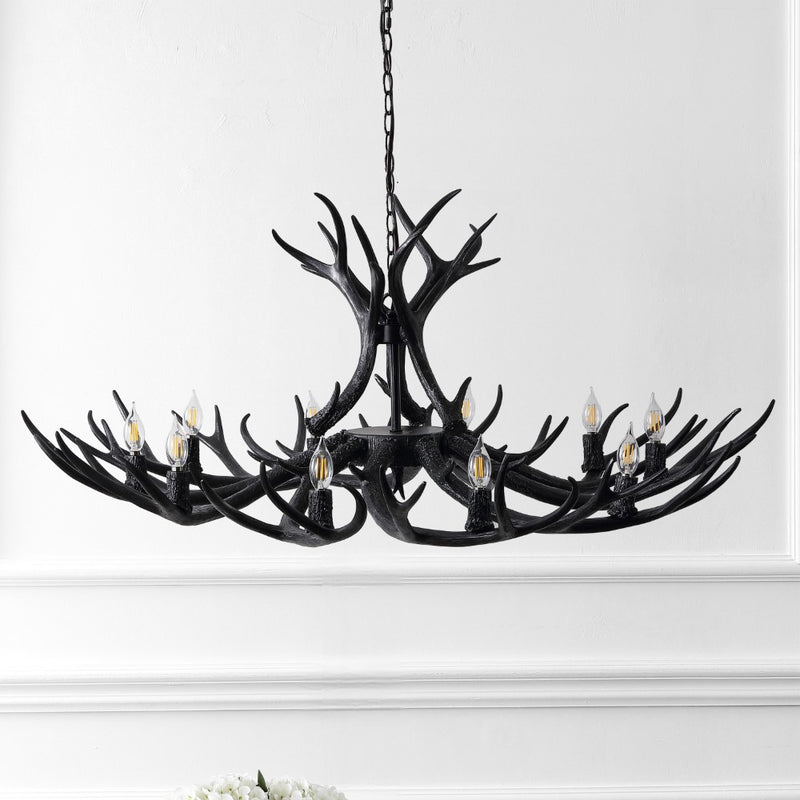 Eldora Rustic Farmhouse Adjustable Resin Antler LED Chandelier
