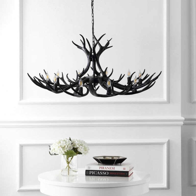 Eldora Rustic Farmhouse Adjustable Resin Antler LED Chandelier