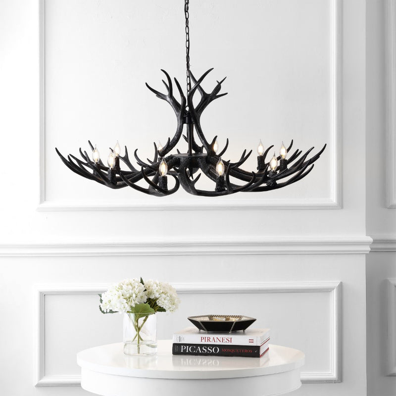 Eldora Rustic Farmhouse Adjustable Resin Antler LED Chandelier
