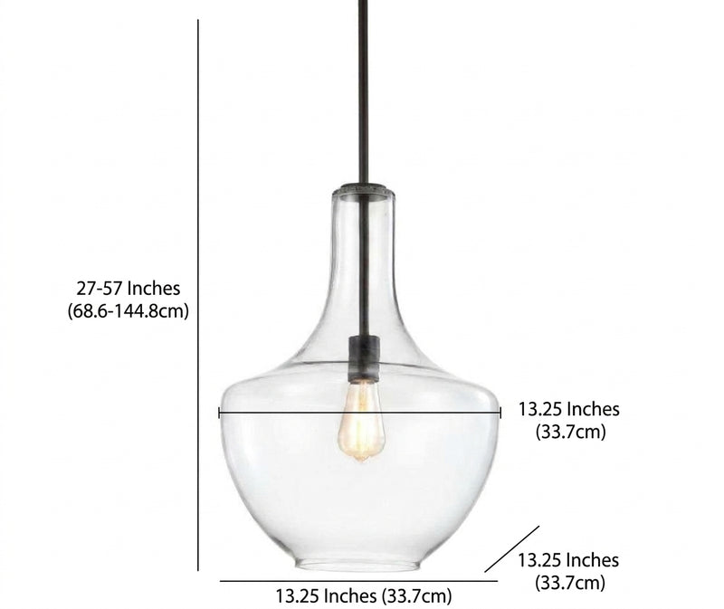 Watts Glass/Metal LED Pendant Oil Rubbed Bronze/Clear / 13.25" – DIM