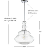 Bettina 13.37" Glass/Metal LED Pendant - JONATHAN Y