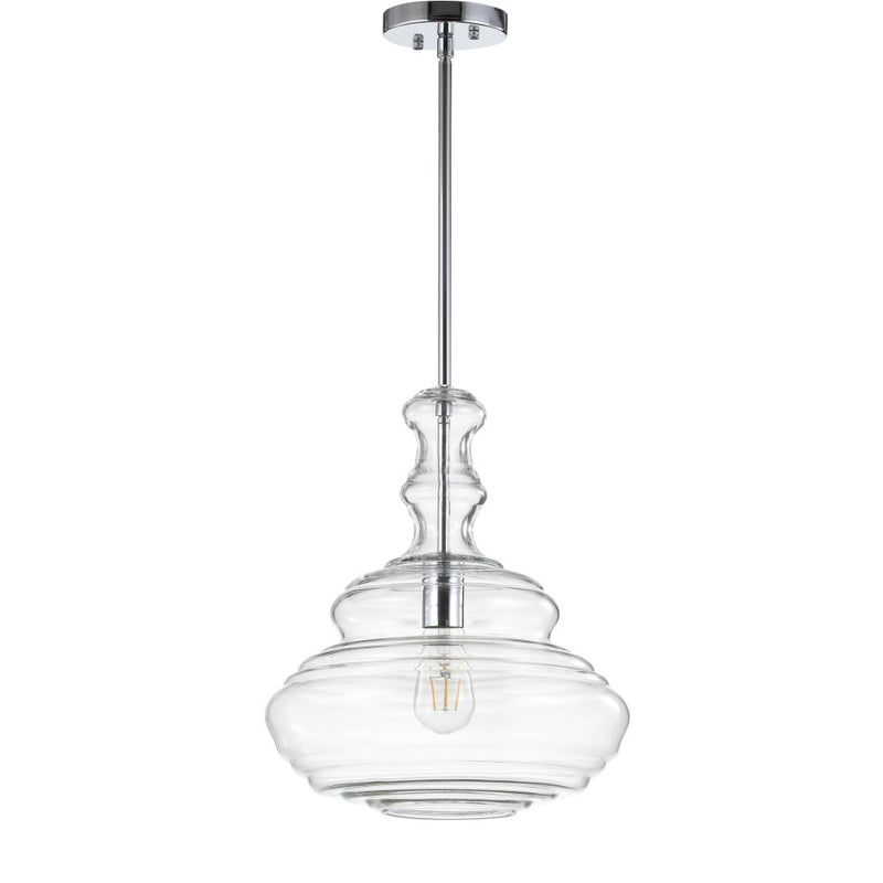 Bettina 13.37" Glass/Metal LED Pendant - JONATHAN Y
