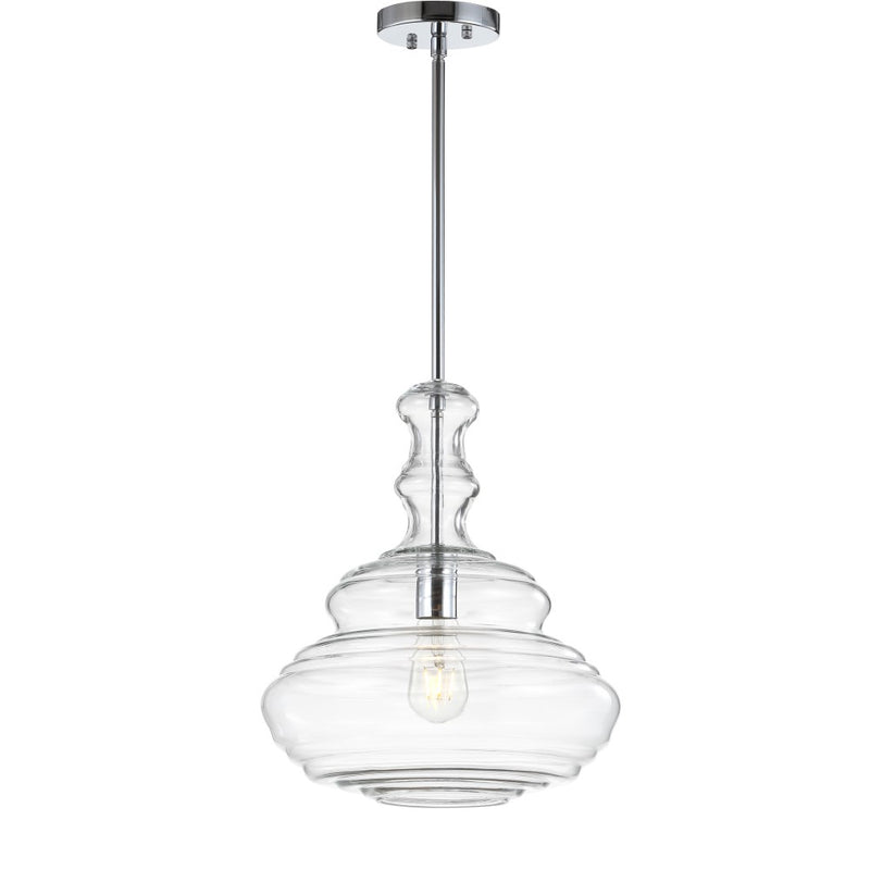 Bettina 13.37" Glass/Metal LED Pendant - JONATHAN Y