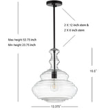 Bettina 13.37" Glass/Metal LED Pendant - JONATHAN Y